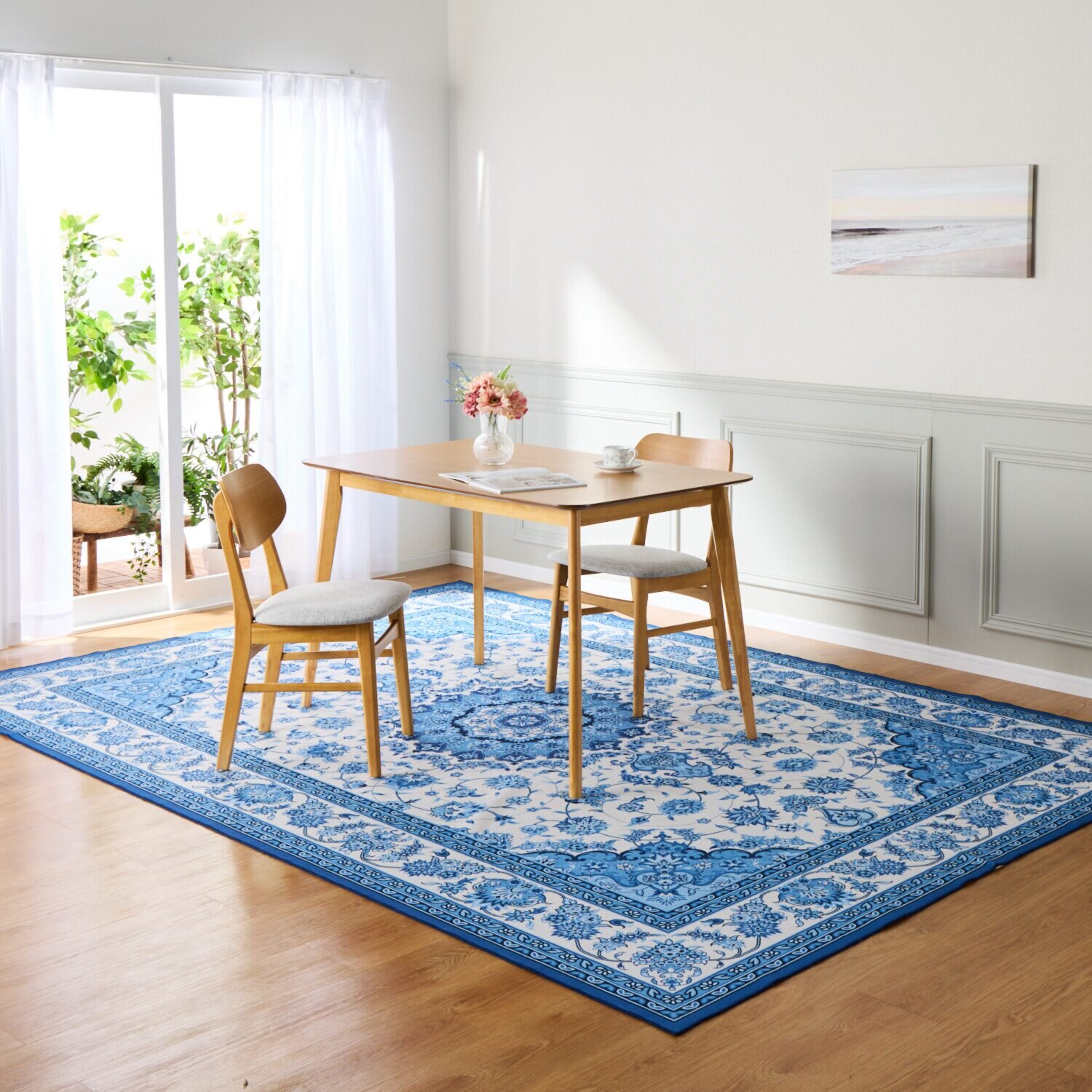 爽やかブルー 素足も喜ぶ さらさらタッチカーペット “ペルエスターテ” ＜２３０×３２０ｃｍ＞