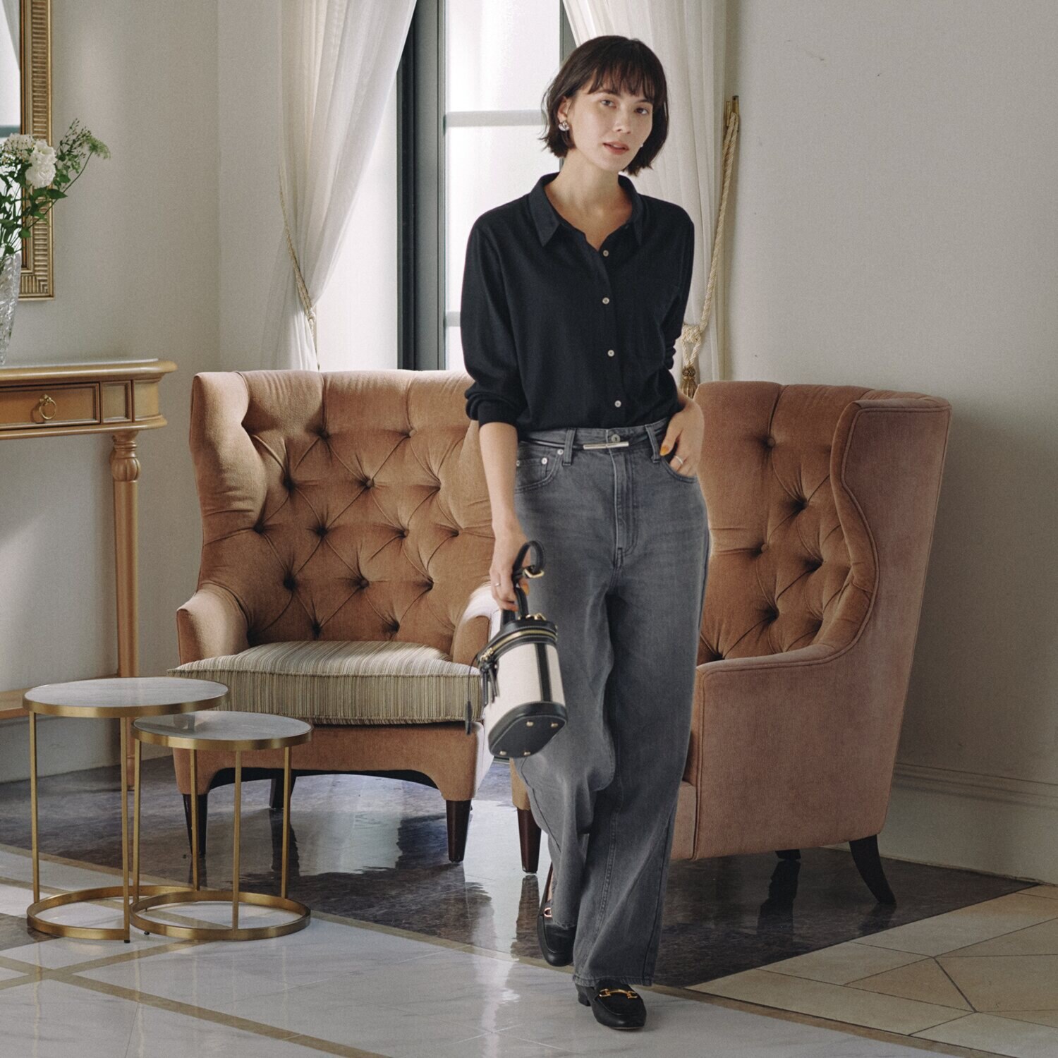 亀　恭子セレクト！ ザ　ブルー セミワイドストレート デニムパンツ