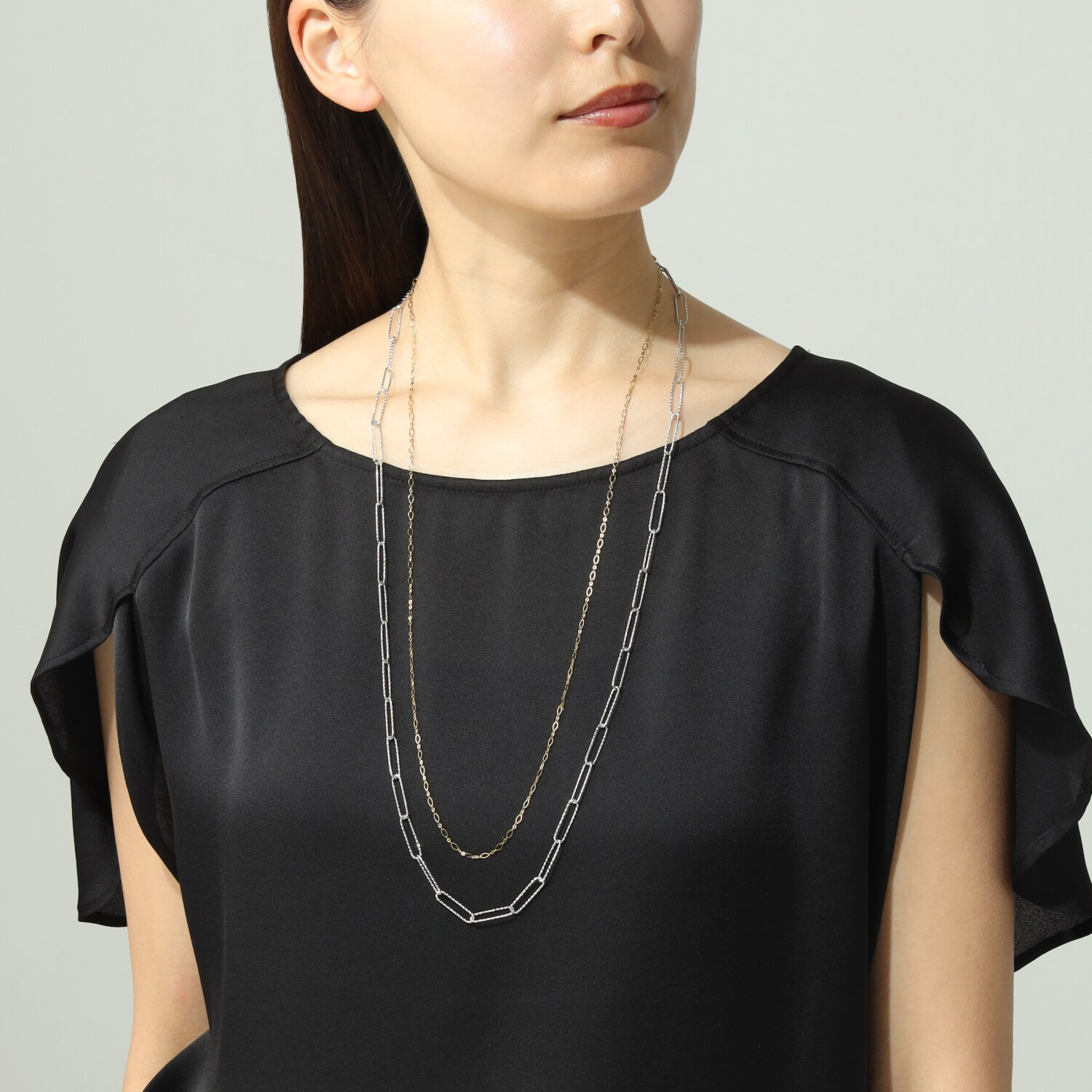 デルークス ステンレス ロングネックレス ２色セット