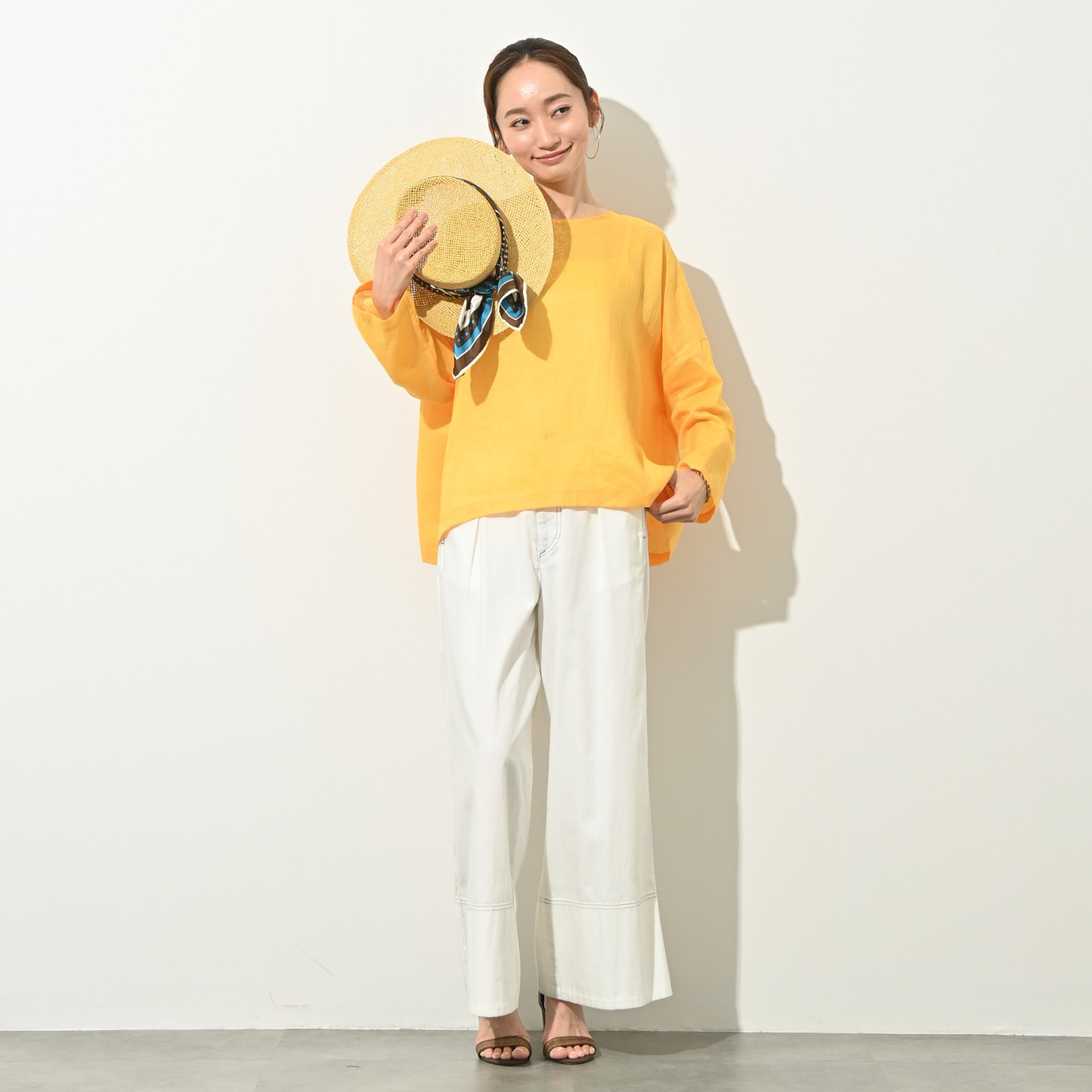 ＢＯＵＮＣＹ　ＢＯＮＤ 接触冷感・速乾 フランス産リネン１００％ 暑さ和らぐ♪ “ヴェールリネン” Ｔブラウス
