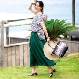 エイティーエイト ディグリー 綿ボイル ウエストロゴ スカート