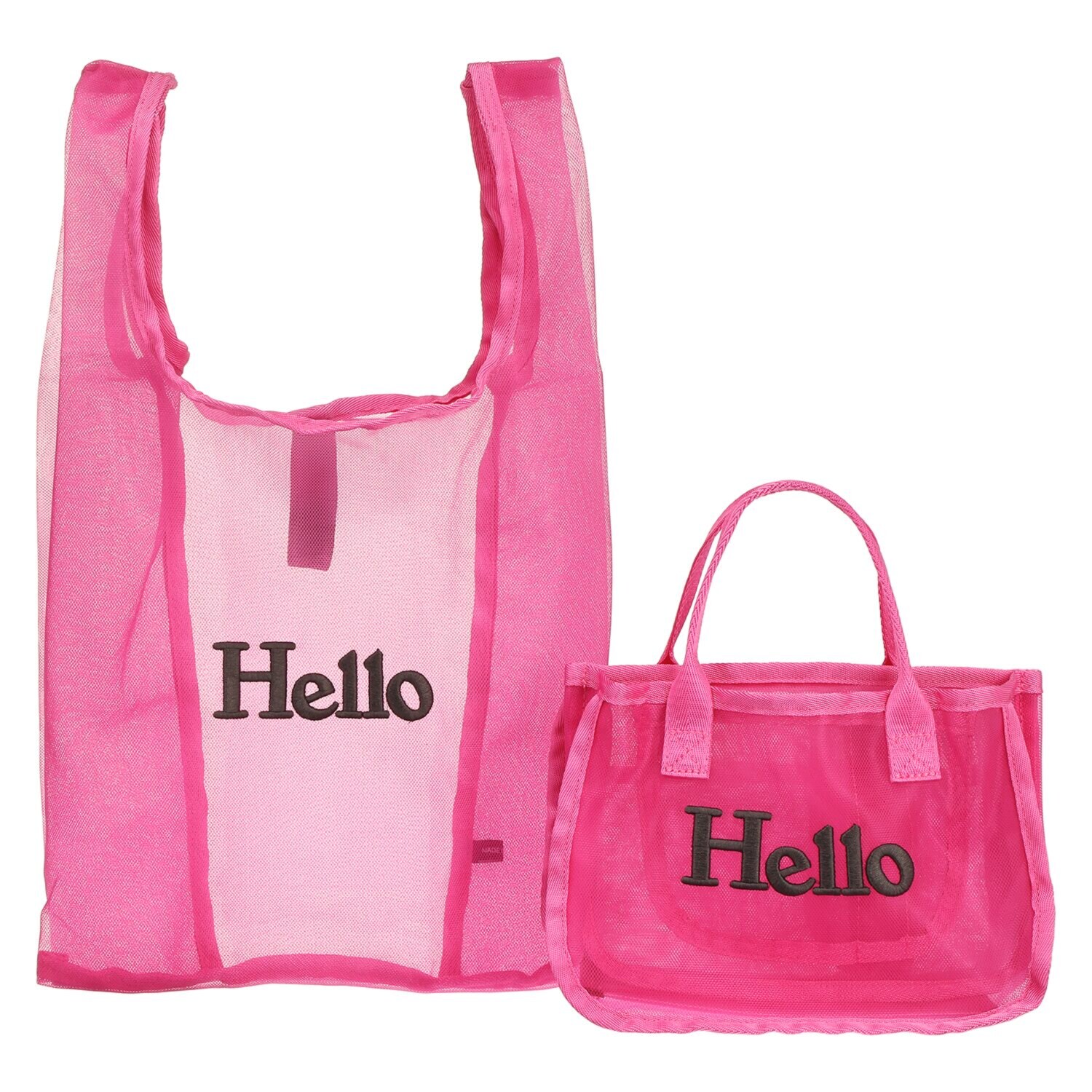 グッシオイタリー Ｈｅｌｌｏロゴ刺しゅう メッシュバッグインバッグ ＜マルシェバッグ付＞