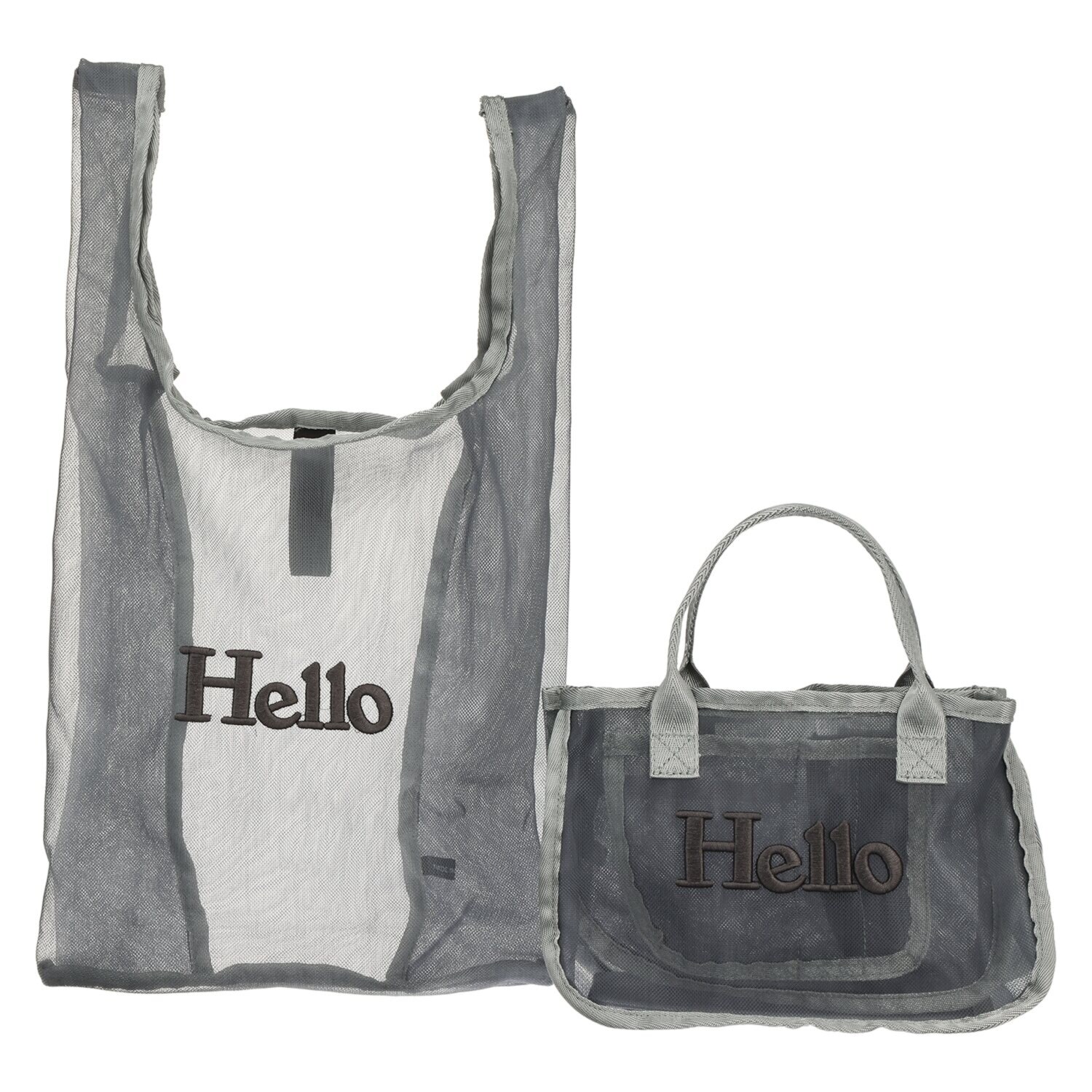グッシオイタリー Ｈｅｌｌｏロゴ刺しゅう メッシュバッグインバッグ ＜マルシェバッグ付＞