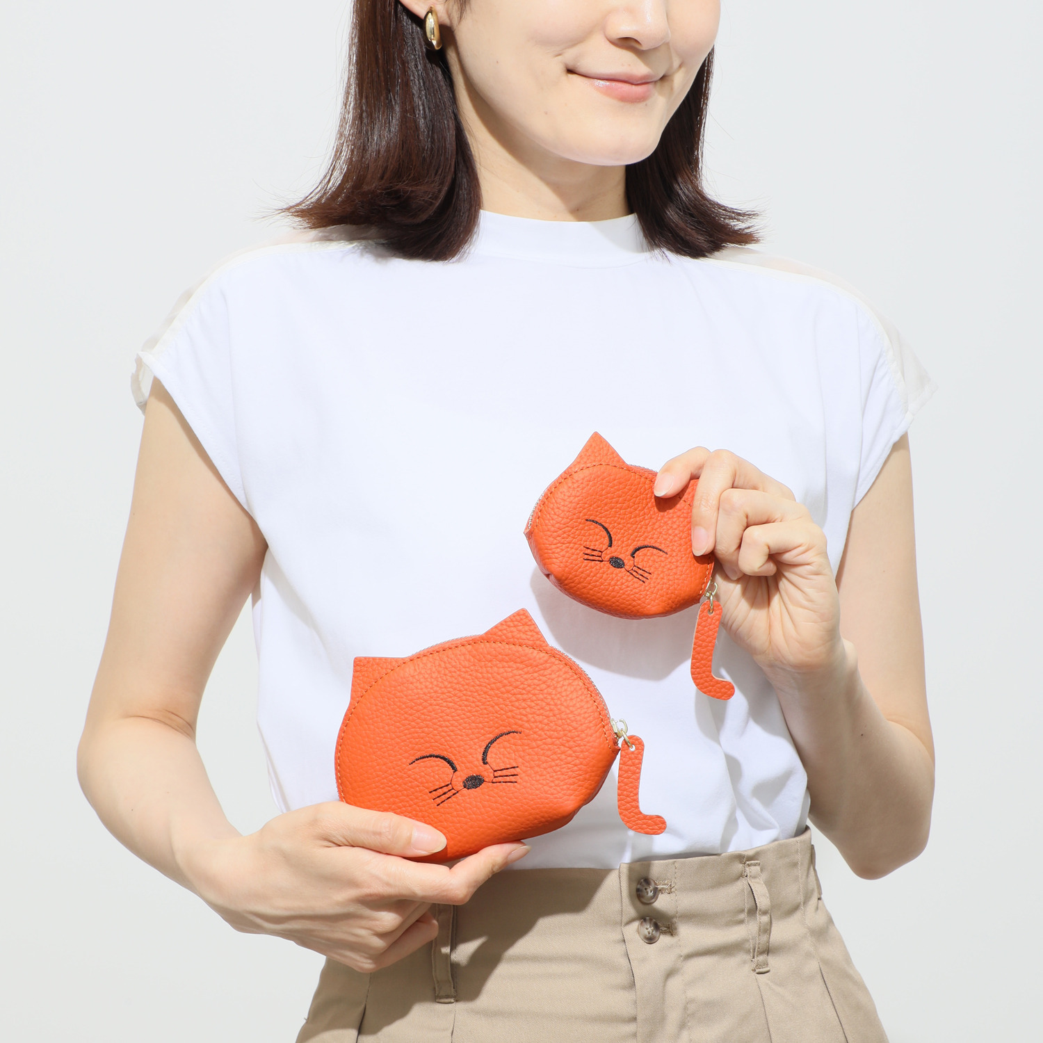 グッシオイタリー カウレザー ネコちゃんマルチケース ＜親子セット＞