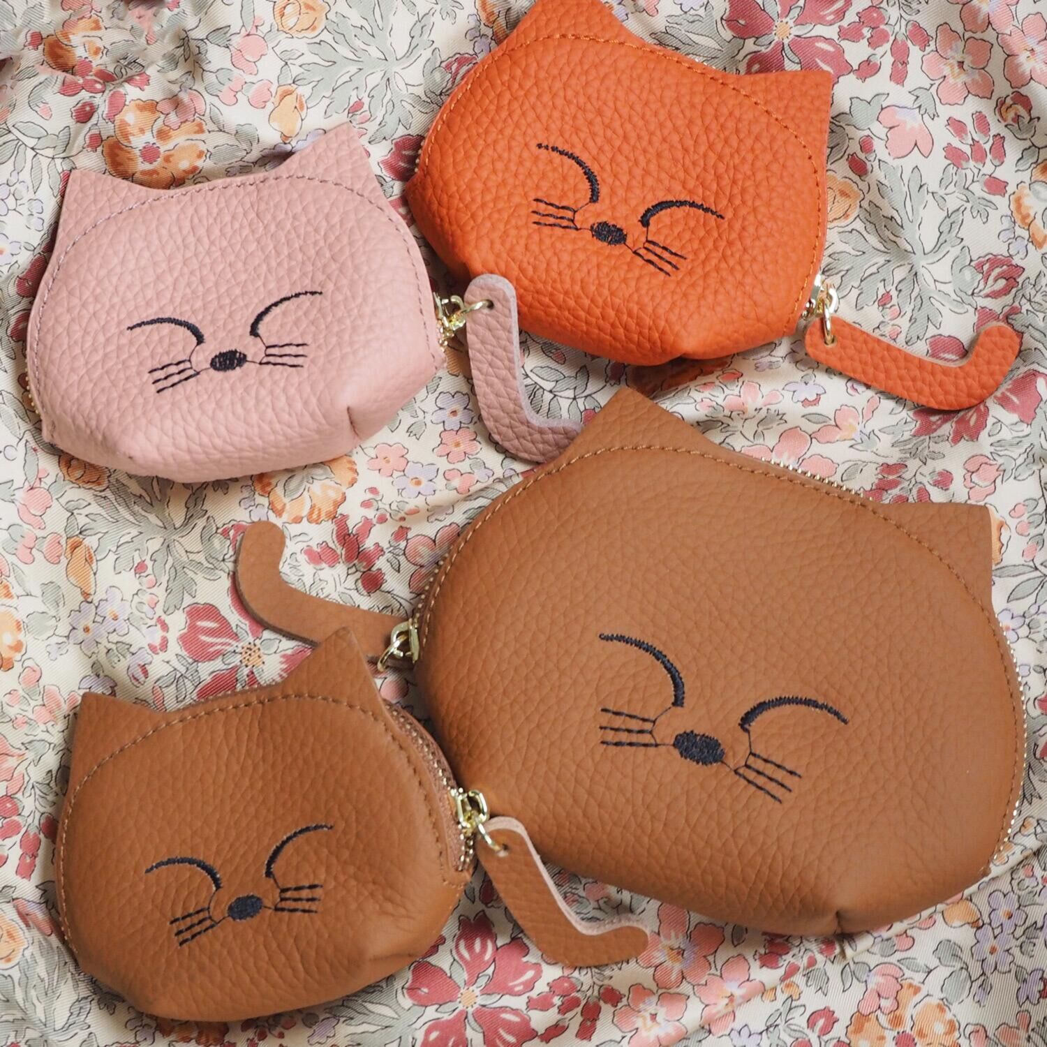 グッシオイタリー カウレザー ネコちゃんマルチケース ＜親子セット＞