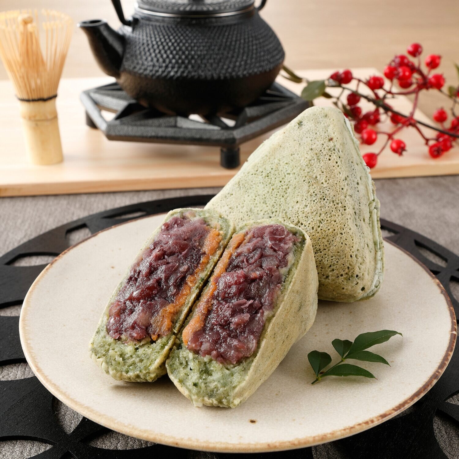 山田三方 昔ながらの味わい 北海道産小豆使用 三方焼（よもぎ）