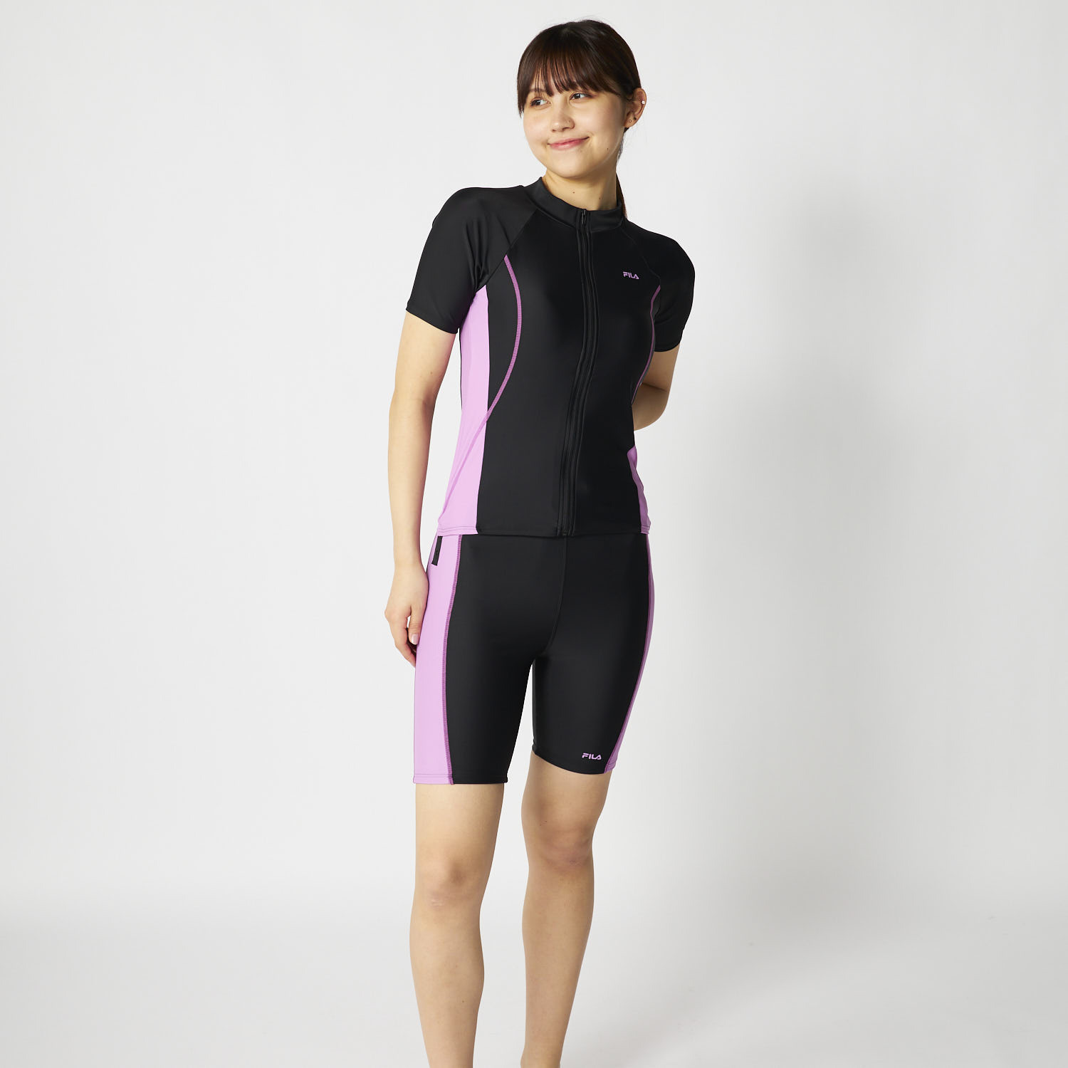 フィラ 袖付セパレーツ水着＆ 水陸両用上下セット プールやジムで活躍できる ４点セット