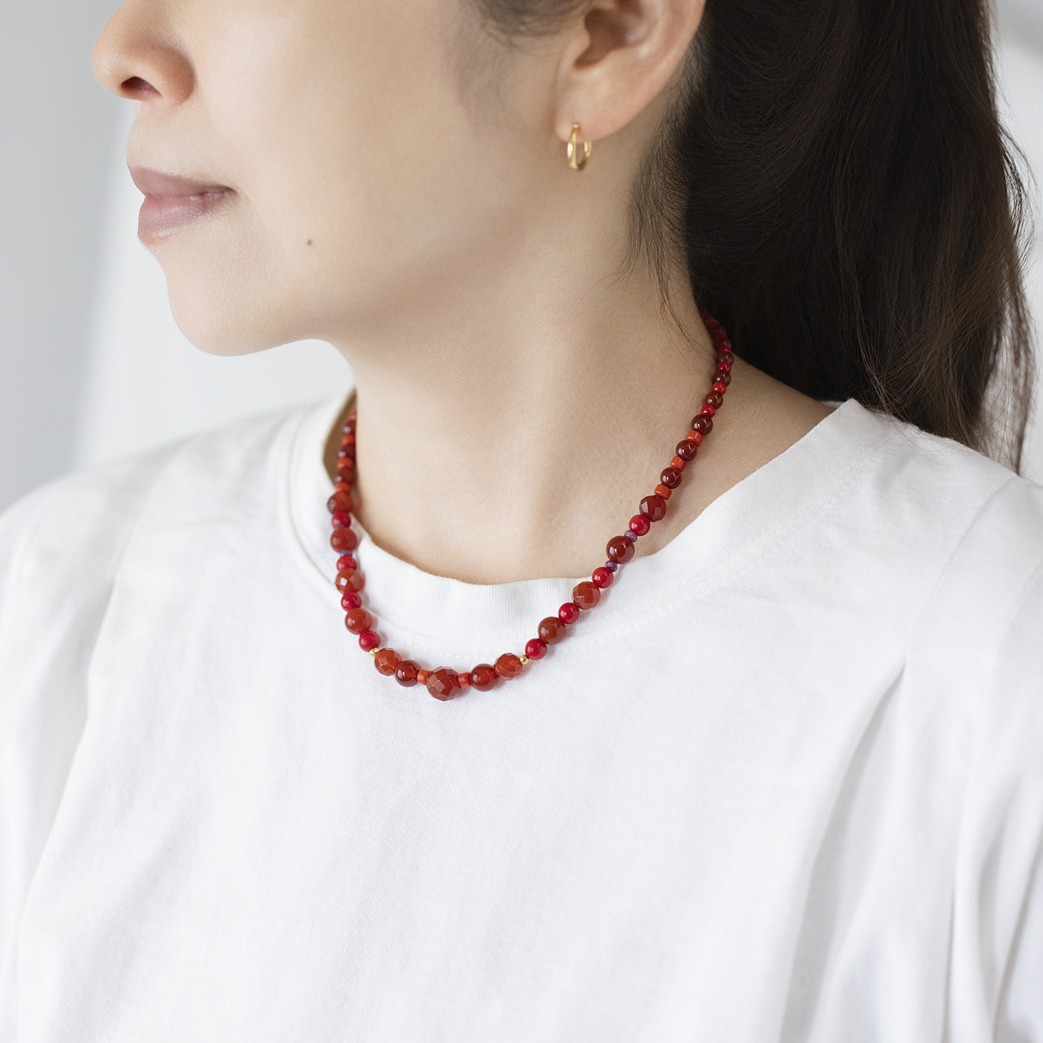 シマ・キャプシーヌ １８Ｋ レッドジェム ネックレス