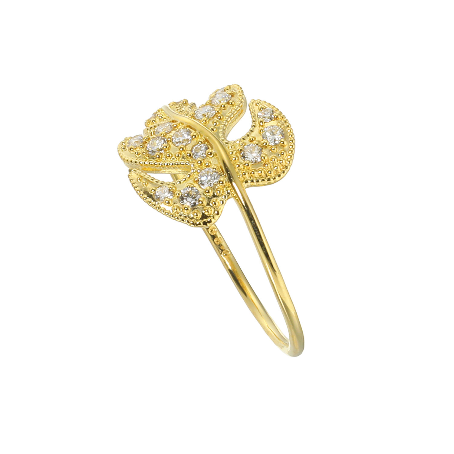 シマ・キャプシーヌ １８Ｋ ０．２カラットＵＰ ダイヤモンド モンステラデザイン リング