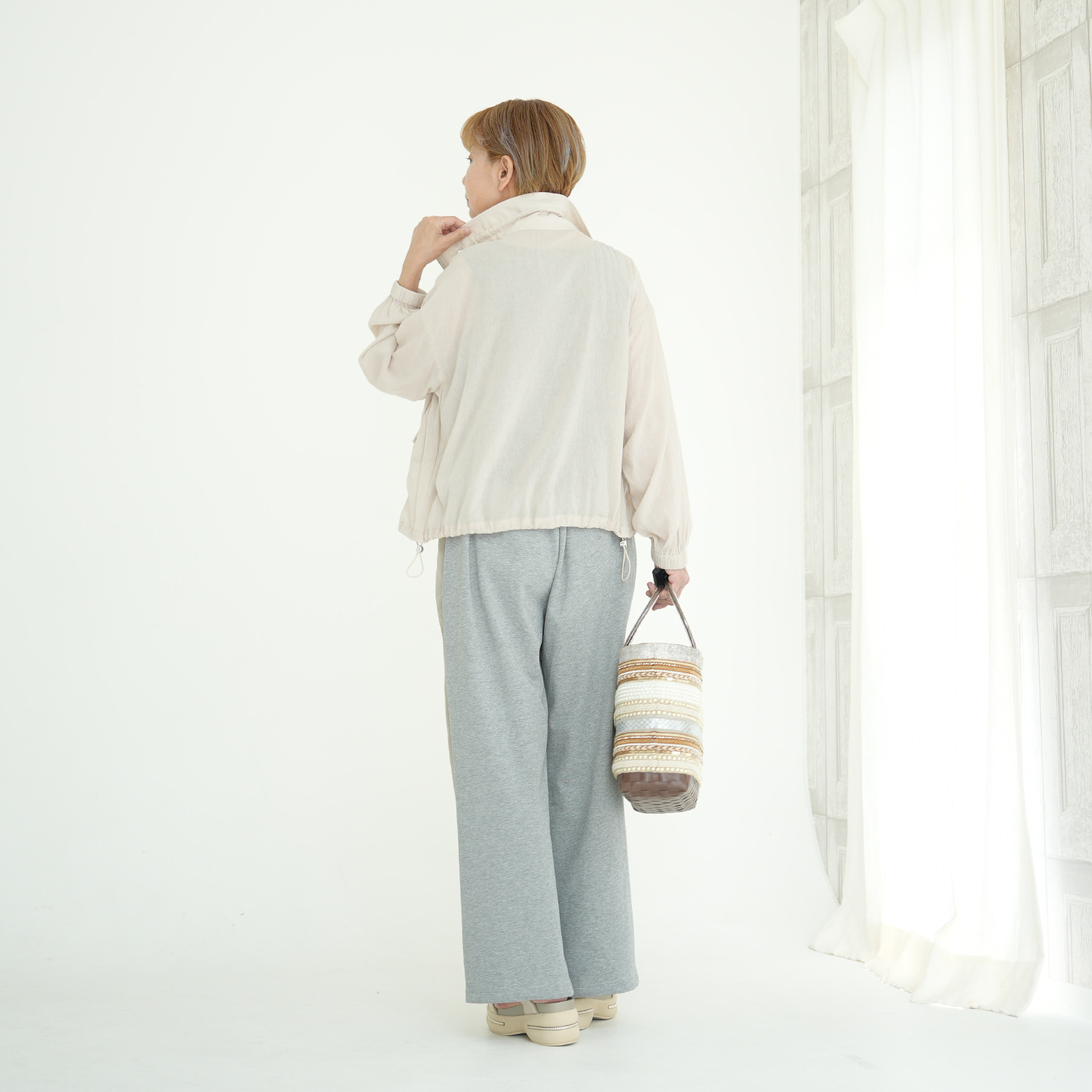 エムズ　スタイル セミシアー ビッグポケットデザイン スタンドカラーブルゾン