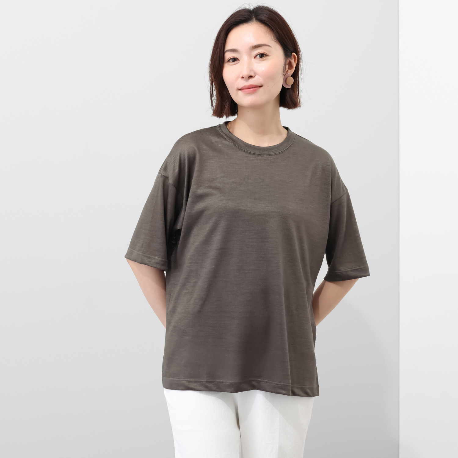わごろも ラミー１００％ ドロップショルダー ビッグＴシャツ