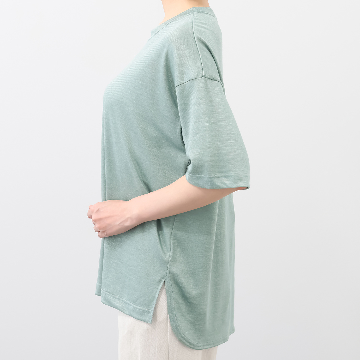 わごろも ラミー１００％ ドロップショルダー ビッグＴシャツ