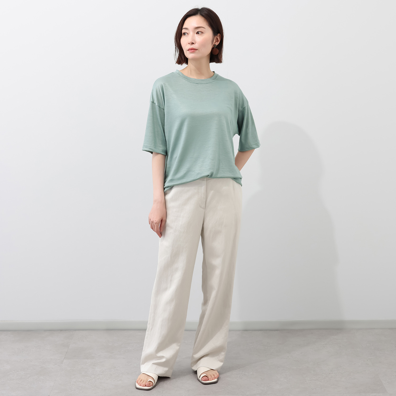 わごろも ラミー１００％ ドロップショルダー ビッグＴシャツ