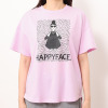 ハッピーフェイス さらっと快適 綿混柔らかカットソー生地 ゆったりＴシャツ＆ ラインロゴパンツ スポーティー上下セット