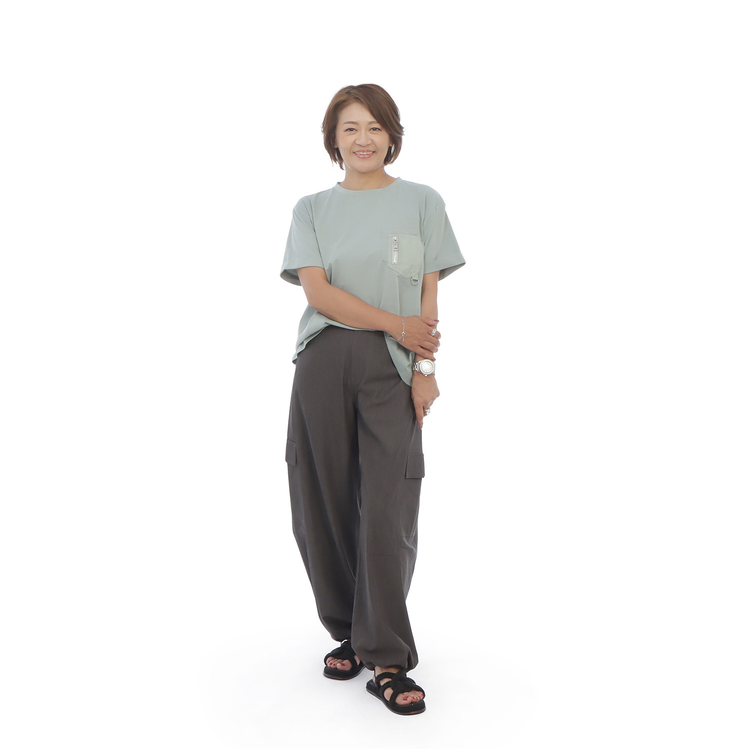 ヘブンアンドアース 接触冷感・ＵＶカット 異素材使い ポケット付Ｔシャツ