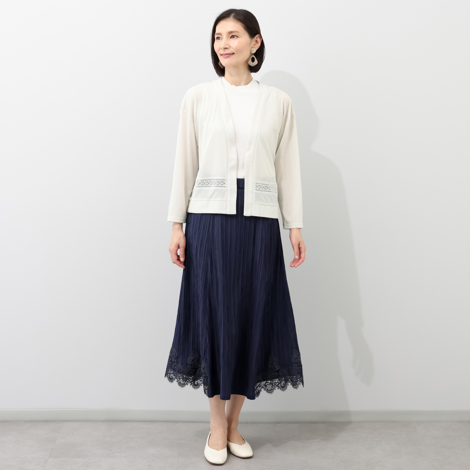 メゾン馬里邑 楊柳プリーツ オーナメントスカラップ レースポイントスカート