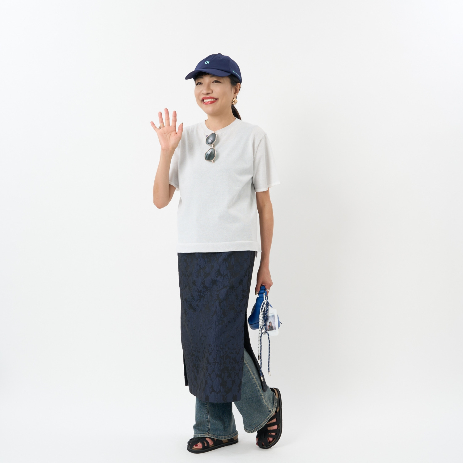 ミューリエ 両脇ファスナーで アレンジを楽しめる ジャガードナロースカート