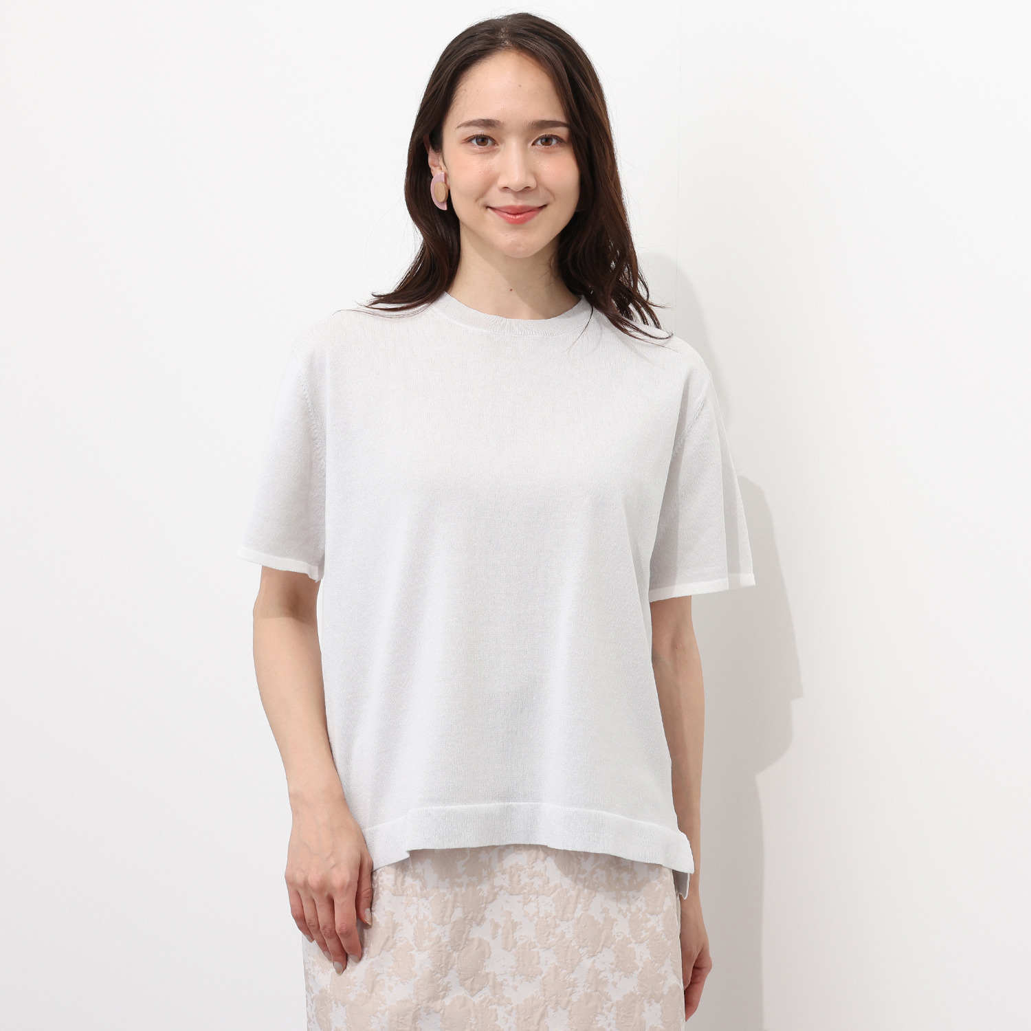 ミューリエ リュラックスできちんと 配色スリーブ プレーディングニット Ｔシャツ
