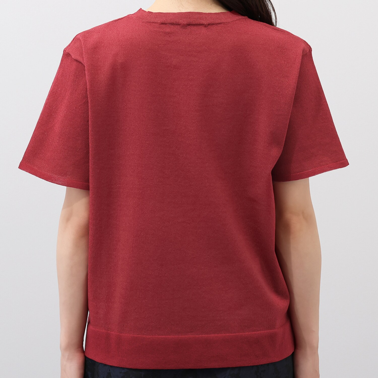 ミューリエ リュラックスできちんと 配色スリーブ プレーディングニット Ｔシャツ