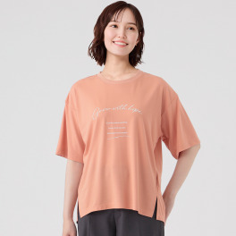 エムエムオー 接触冷感スムース クルーネック サイドスリット プリント半袖Ｔシャツ