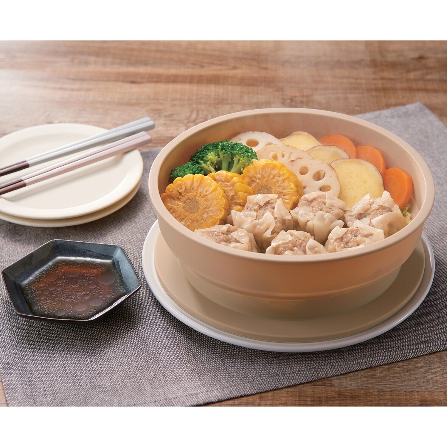 デリスタ 少ない手間で本格蒸し料理 薄くたためて省スペース！ 折りたたみ シリコンスチーマー ２個セット