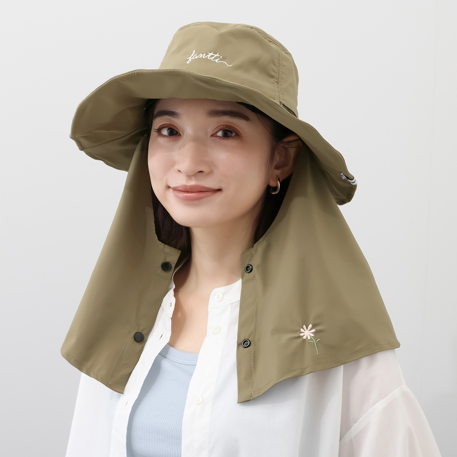 ファンティ ＵＶカット・遮熱 取り外しできる日除け付き ツバ広めハット