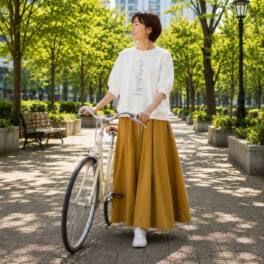 アンリック　オー　ブルー ナイロンビンテージ風 セミハイウエスト スカーチョ