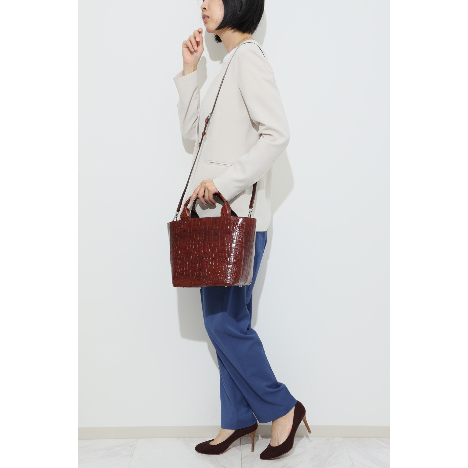 アルムコ シャイニングクロコダイル ２ウェイバッグ