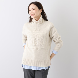 ネイチャーズ 無染色カシミヤ セミワイド モティーフ柄 プルオーバー