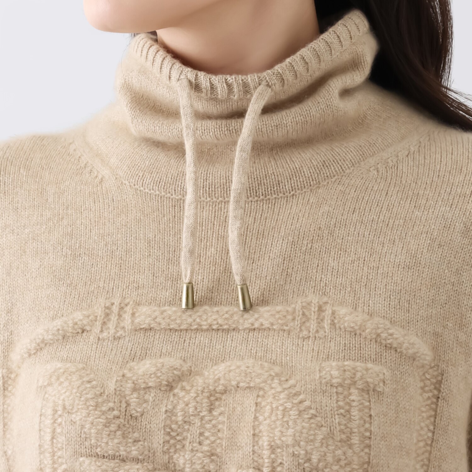ネイチャーズ 無染色カシミヤ セミワイド モティーフ柄 プルオーバー