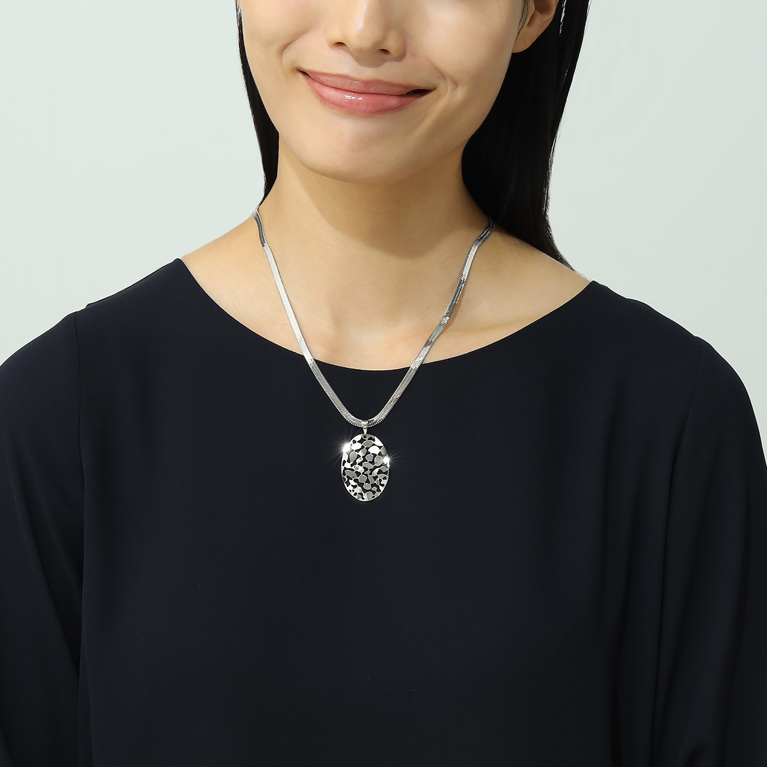 ステロ ステンレス 洗練レイヤードが叶う ロングペンダント＆ ヘリンボーンネックレス ２点セット
