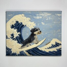 インテリアアート 浪裏シュナウザー ＜約２２×２７．３ｃｍ＞