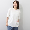 ラ　ヴァーグ　デトワール 袖口ターンバック ソフトコットン混天竺 メッセージプリント リラックスＴシャツ