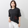 ラ　ヴァーグ　デトワール 袖口ターンバック ソフトコットン混天竺 メッセージプリント リラックスＴシャツ