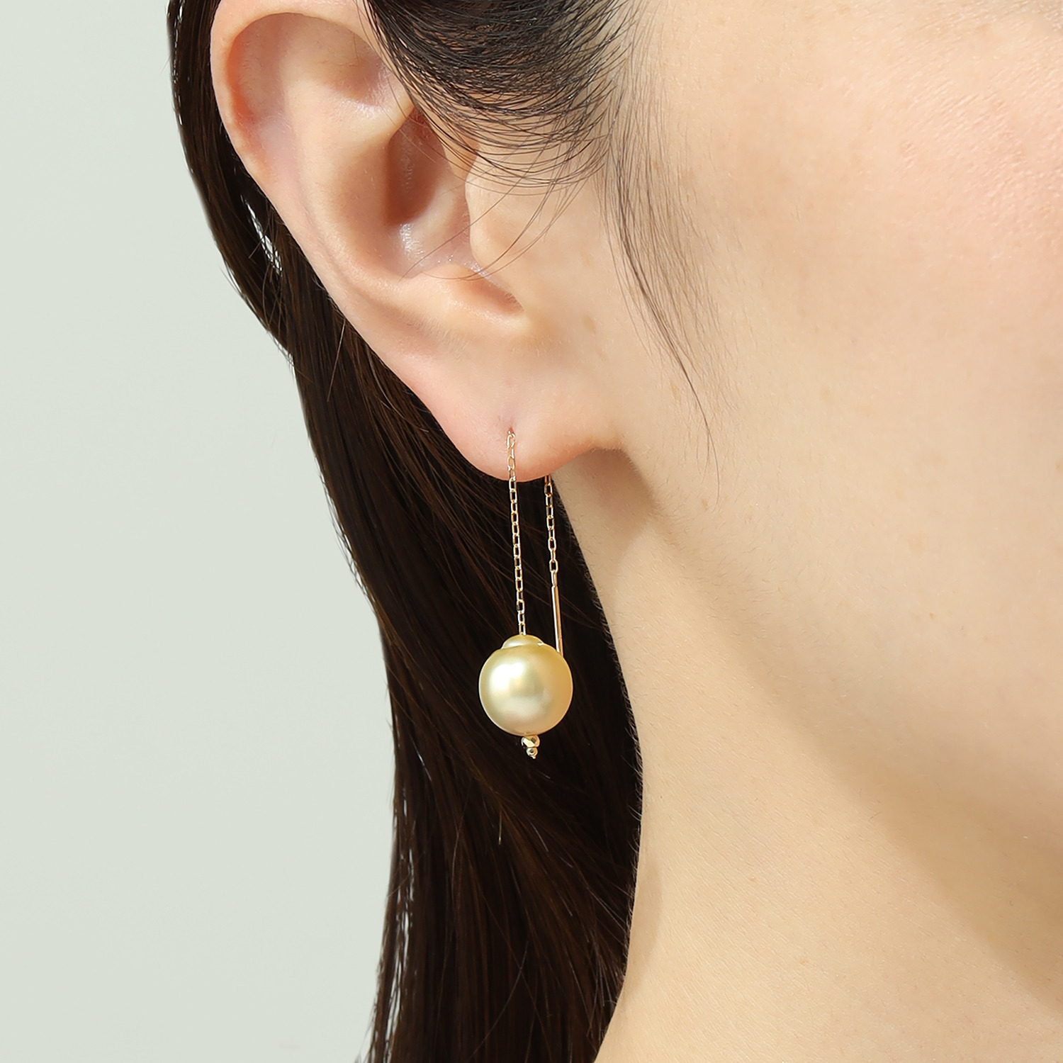 ジュペレ　ジョーヌ １８Ｋ 白蝶パール ロングチェーン ピアス
