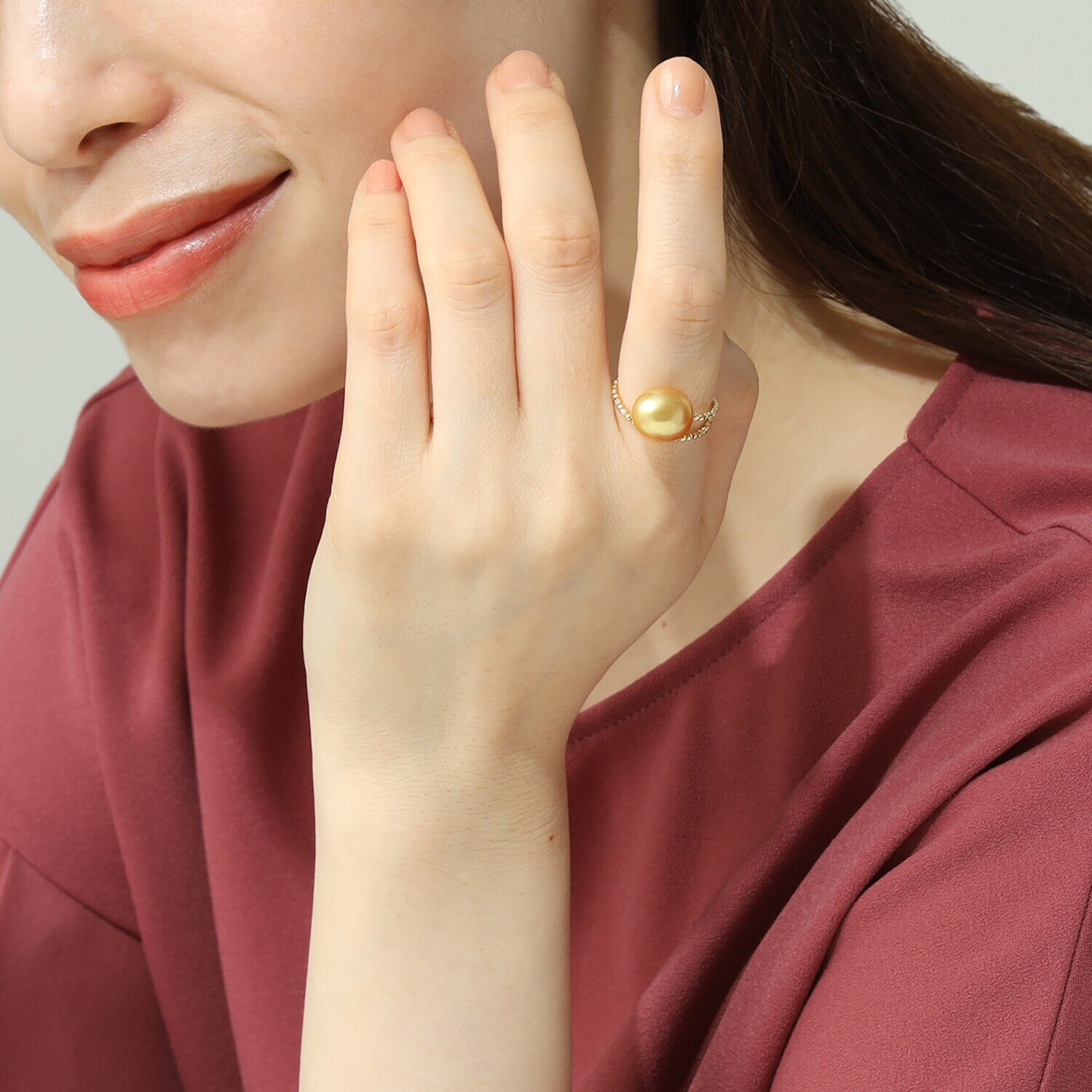 ジュペレ　ジョーヌ １８Ｋ ライトゴールドカラー 白蝶パール トゥインクル フレキシブルリング