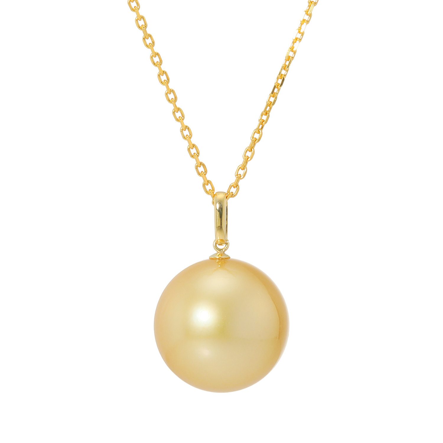 ジュペレ　ジョーヌ １８Ｋ＆シルバー １２ｍｍＵＰ ゴールデン白蝶パール ペンダント