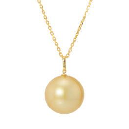 ジュペレ　ジョーヌ １８Ｋ＆シルバー １２ｍｍＵＰ ゴールデン白蝶パール ペンダント