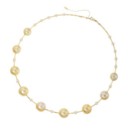 ジュペレ　ジョーヌ １８Ｋ ゴールドカラートーン 白蝶パール＆ 国産ベビーアコヤパール ネックレス