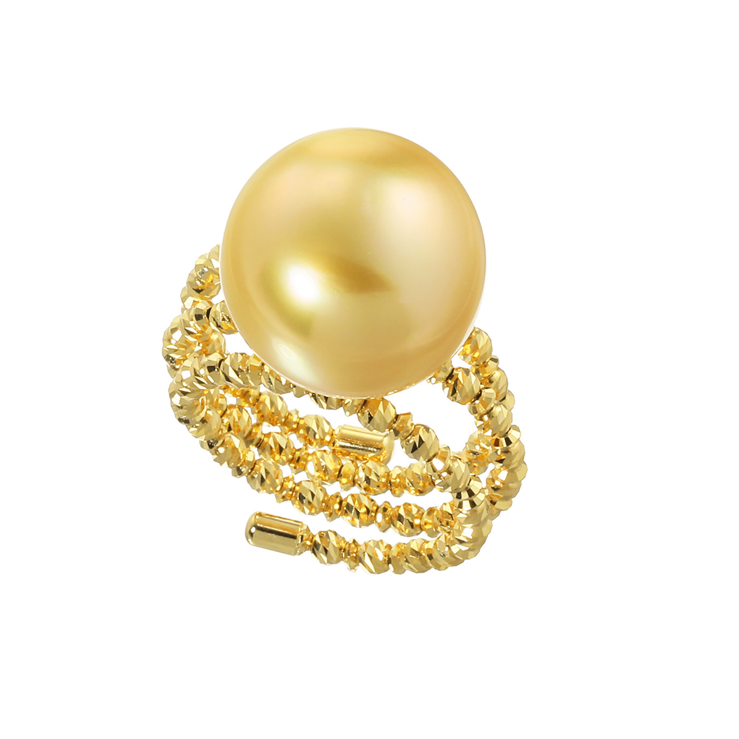 ジュペレ　ジョーヌ １８Ｋ １３ｍｍＵＰ ゴールデン白蝶パール スリーライン フレキシブルリング