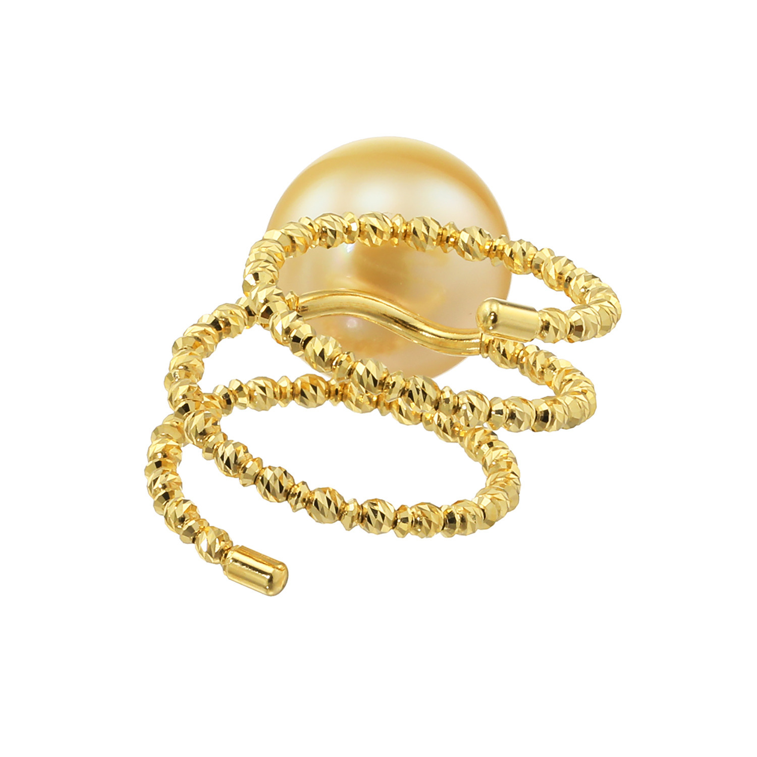 ジュペレ　ジョーヌ １８Ｋ １３ｍｍＵＰ ゴールデン白蝶パール スリーライン フレキシブルリング
