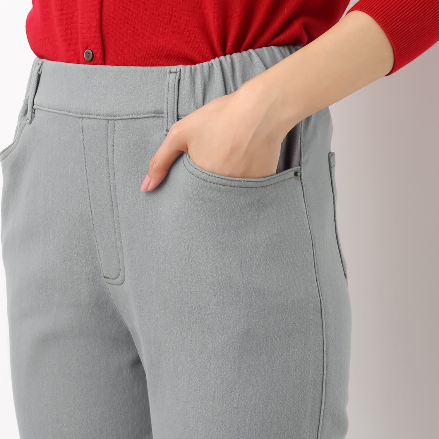 アトリエール コットンパイルデニム ストレッチ スリムパンツ