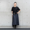 ヒロコ　デシネール 流行中のドットプリント ふんわりコクーン ギャザースカート