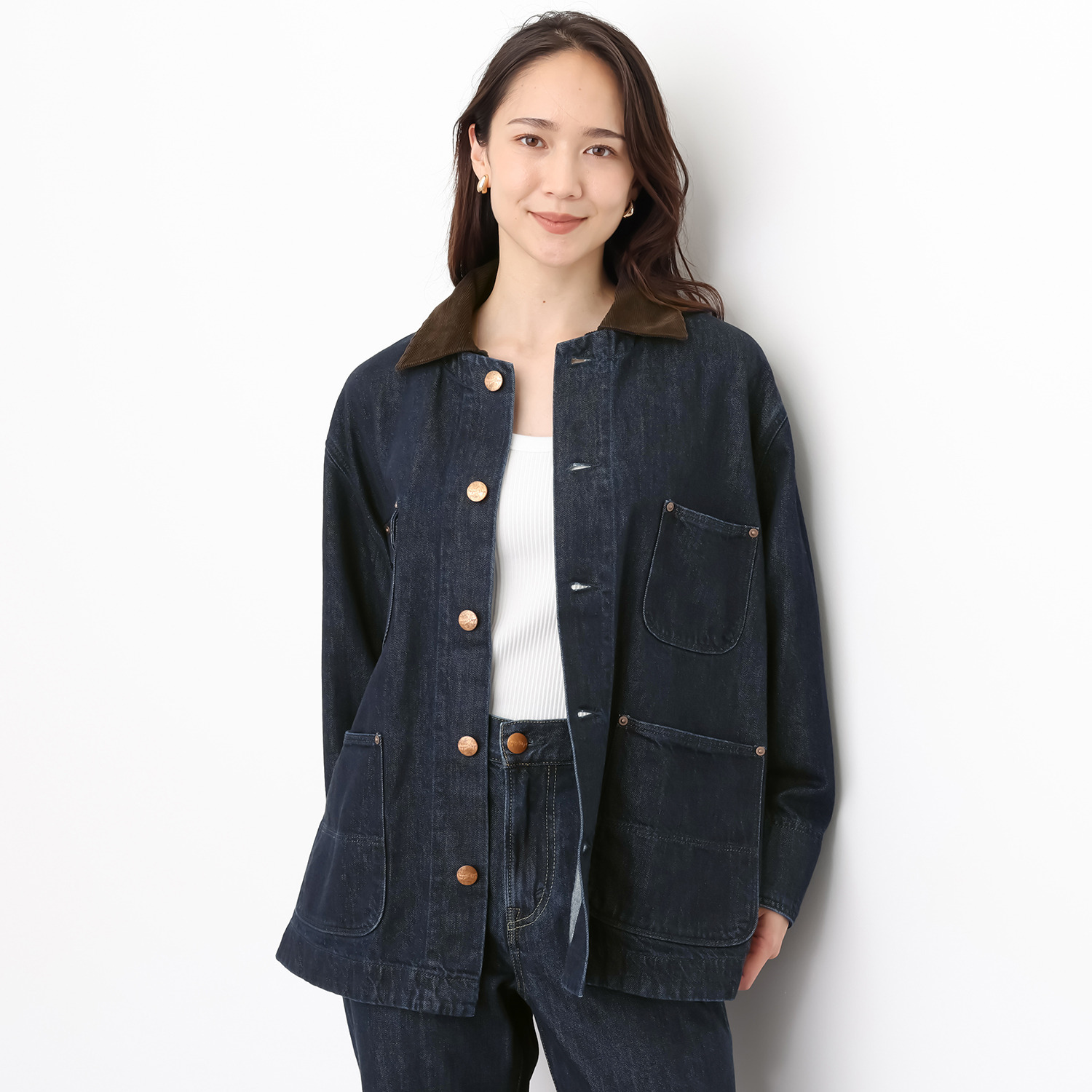 シュガーデプト ソフトデニム コンビ襟ワーク ジャケットコート