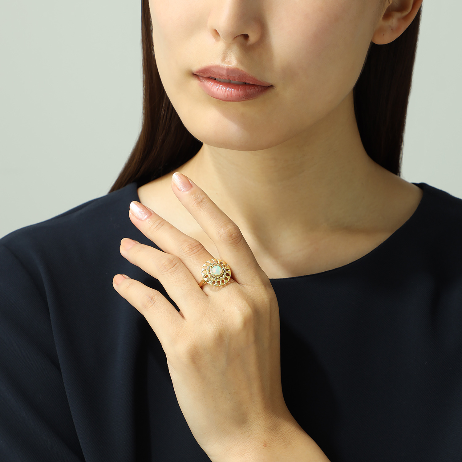 マシュリク １８Ｋ オパール ロゼッタ文様 リング