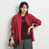 オン　ザ　エッジ コットン１００％ ジャガード織 肌離れが気持ち良い バックボタンシルエット 長袖シャツ