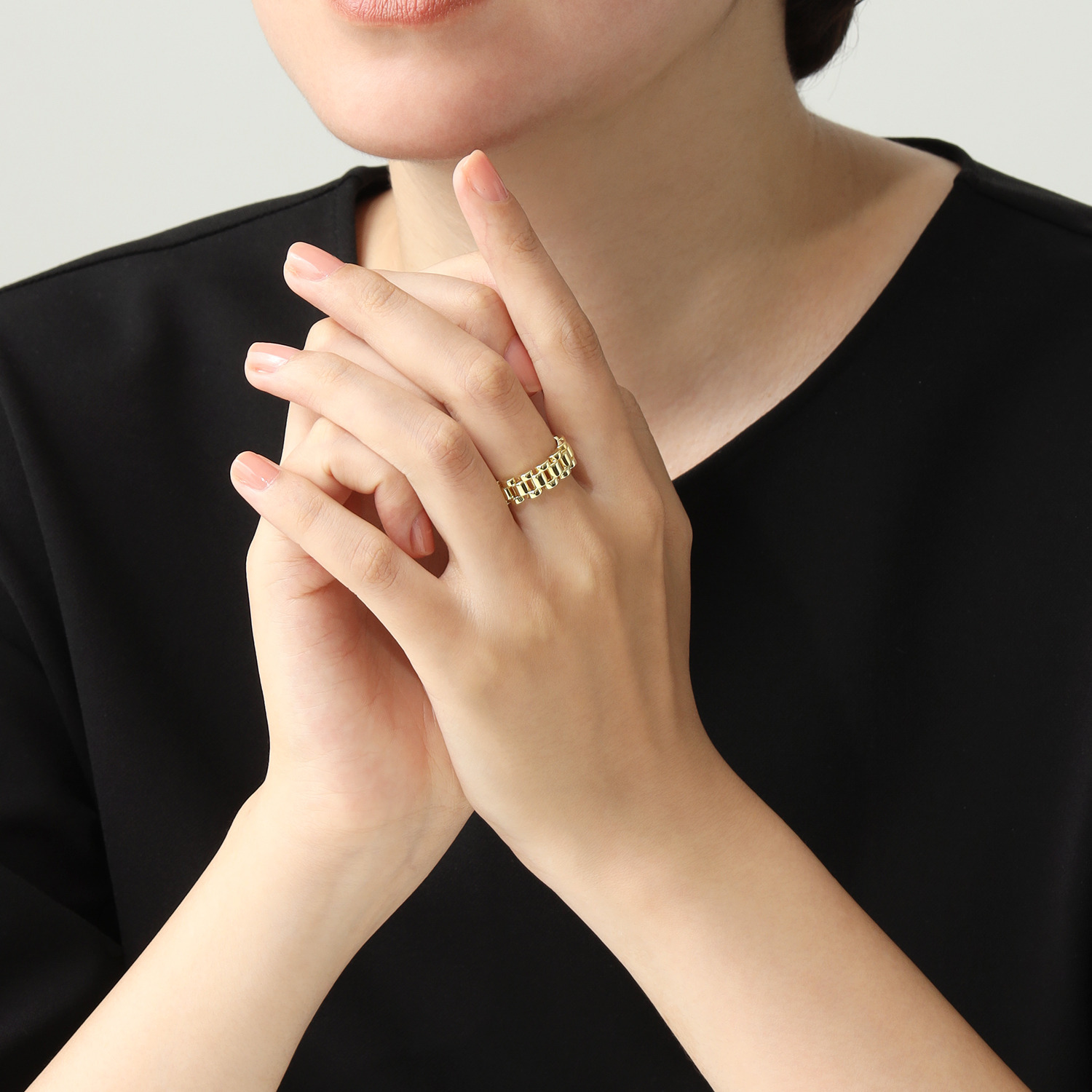 アルテッロ １８Ｋ リンクチェーンデザイン ワイドリング