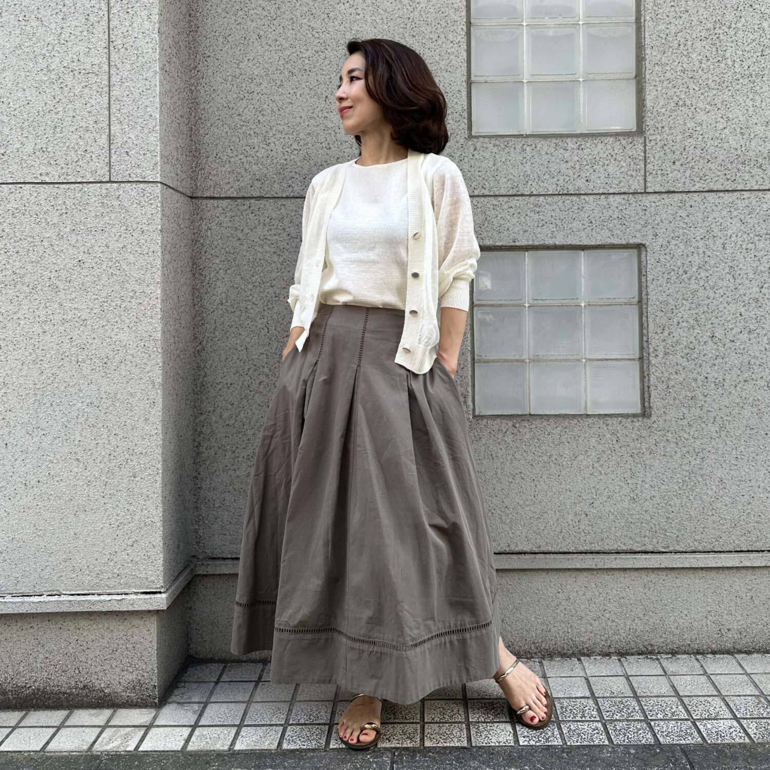 タマミ　ワタナベ シアーミスティ フレンチリネン混 ニットカーディガン