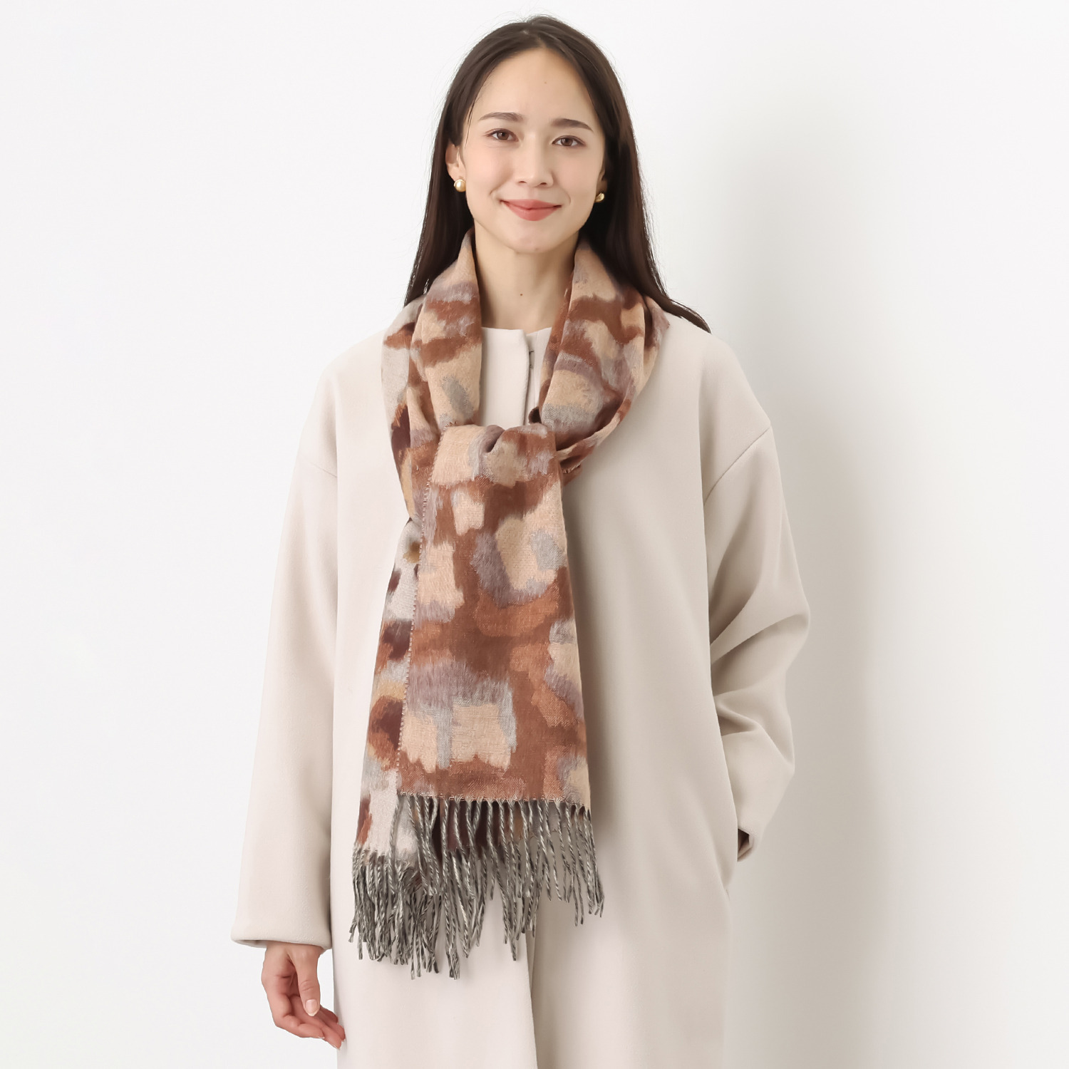 フラース カシミンク（Ｒ） レオパード柄マフラー