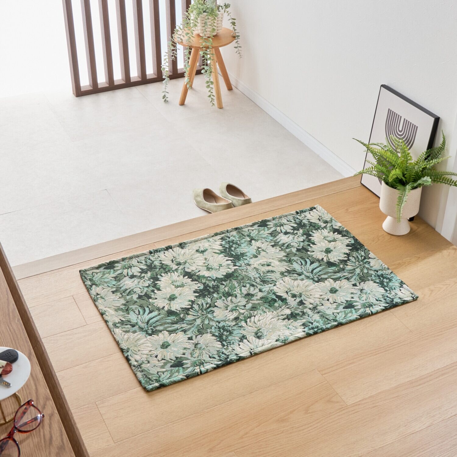 ゴブラン織 はっ水加工 アートタッチ　ロータス マット ＜６０×９０ｃｍ＞
